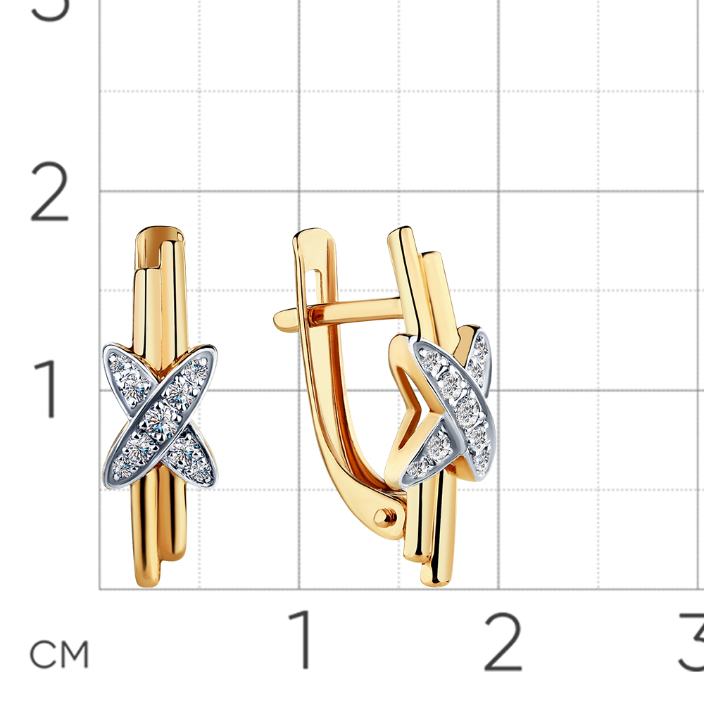 Cercei din aur roșu cu pietre Cubic Zirconia Incolor