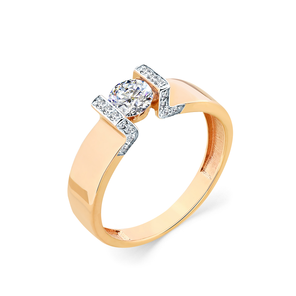 Inel din aur roșu cu pietre Cubic Zirconia Incolor