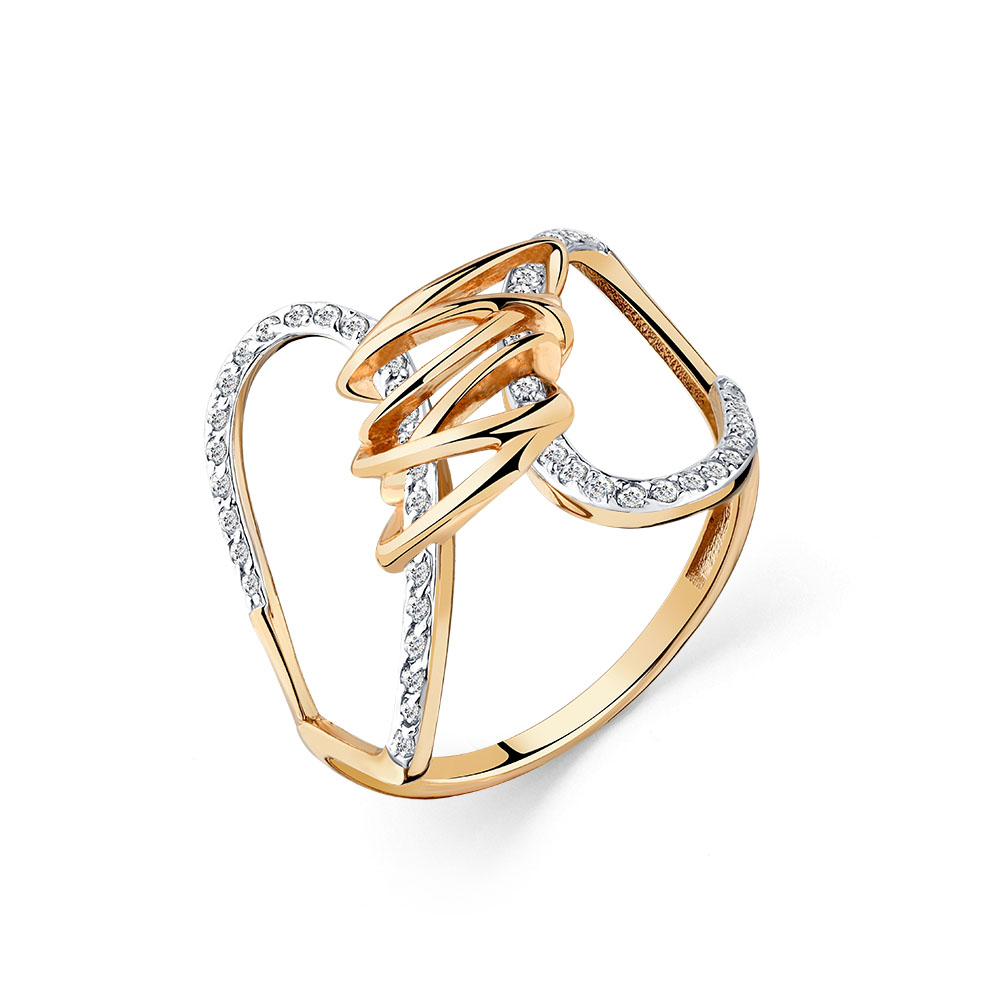 Inel din aur roșu cu pietre Cubic zirconia