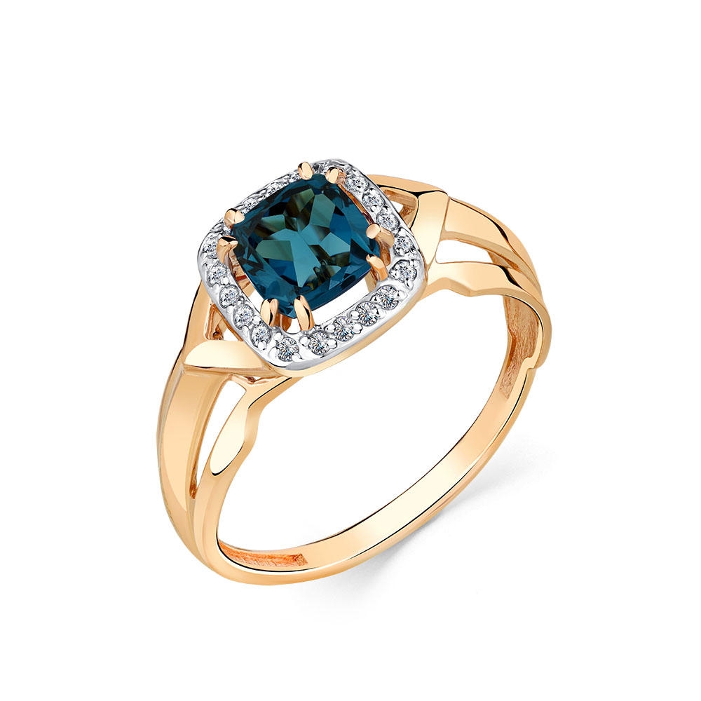 Inel din aur roșu cu pietre Cubic Zirconia Incolor, Topaz London sital