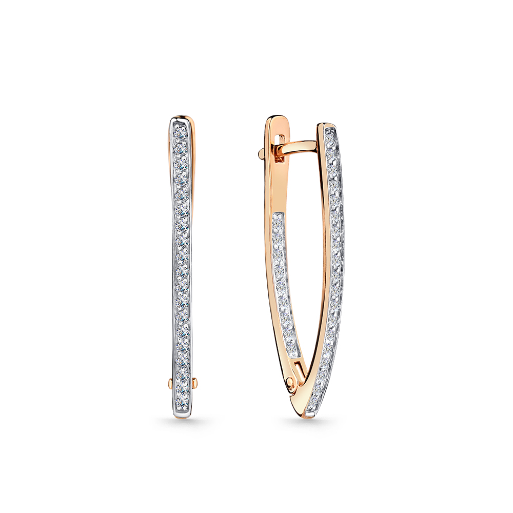 Cercei din aur roșu cu pietre Cubic Zirconia Incolor