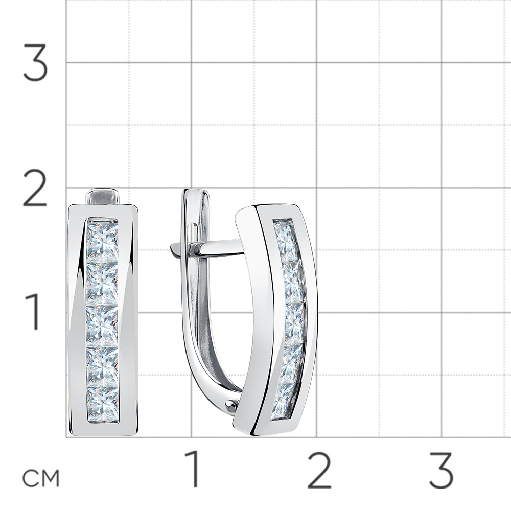 Cercei din aur alb cu pietre Cubic Zirconia Incolor