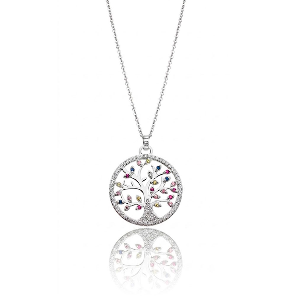 Colier din argint cu Cubic Zirconia Multicoloră