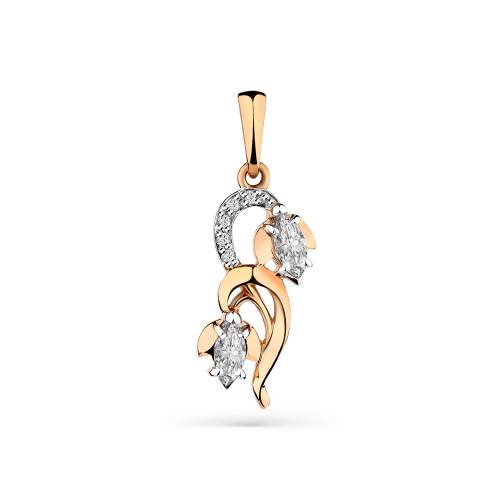 Pandantiv din aur roșu cu pietre Cubic Zirconia Incolor
