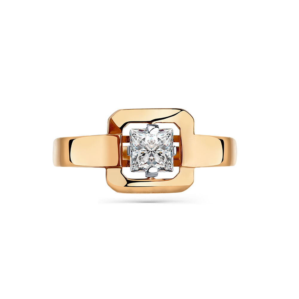 Inel din aur roșu cu pietre Cubic Zirconia Incolor