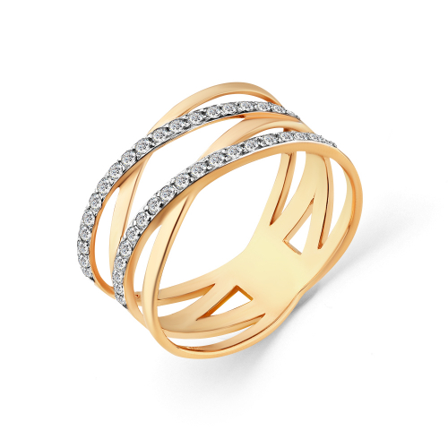 Inel din aur roșu cu pietre Cubic zirconia