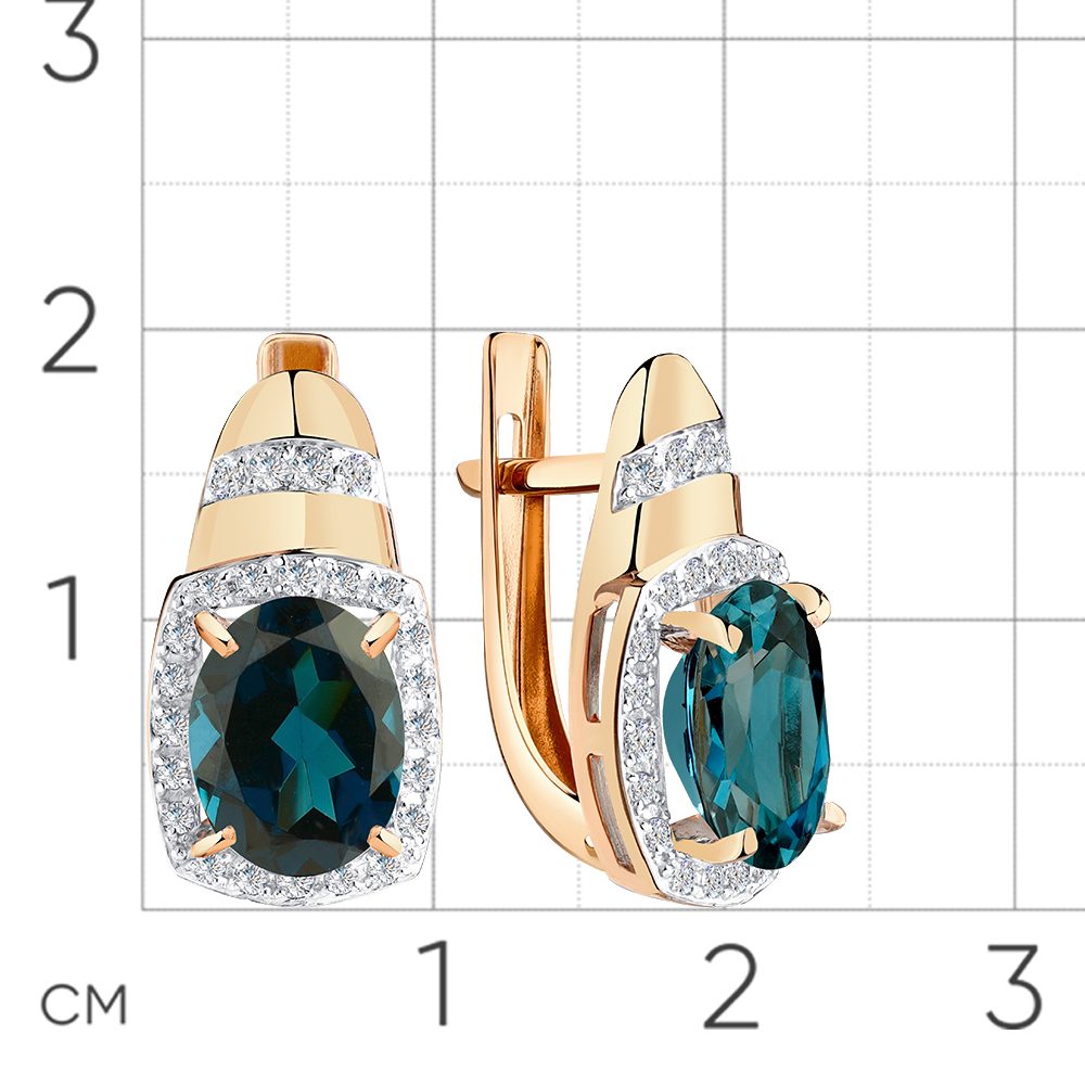 Cercei din aur roșu cu pietre Cubic Zirconia Incolor, Topaz London