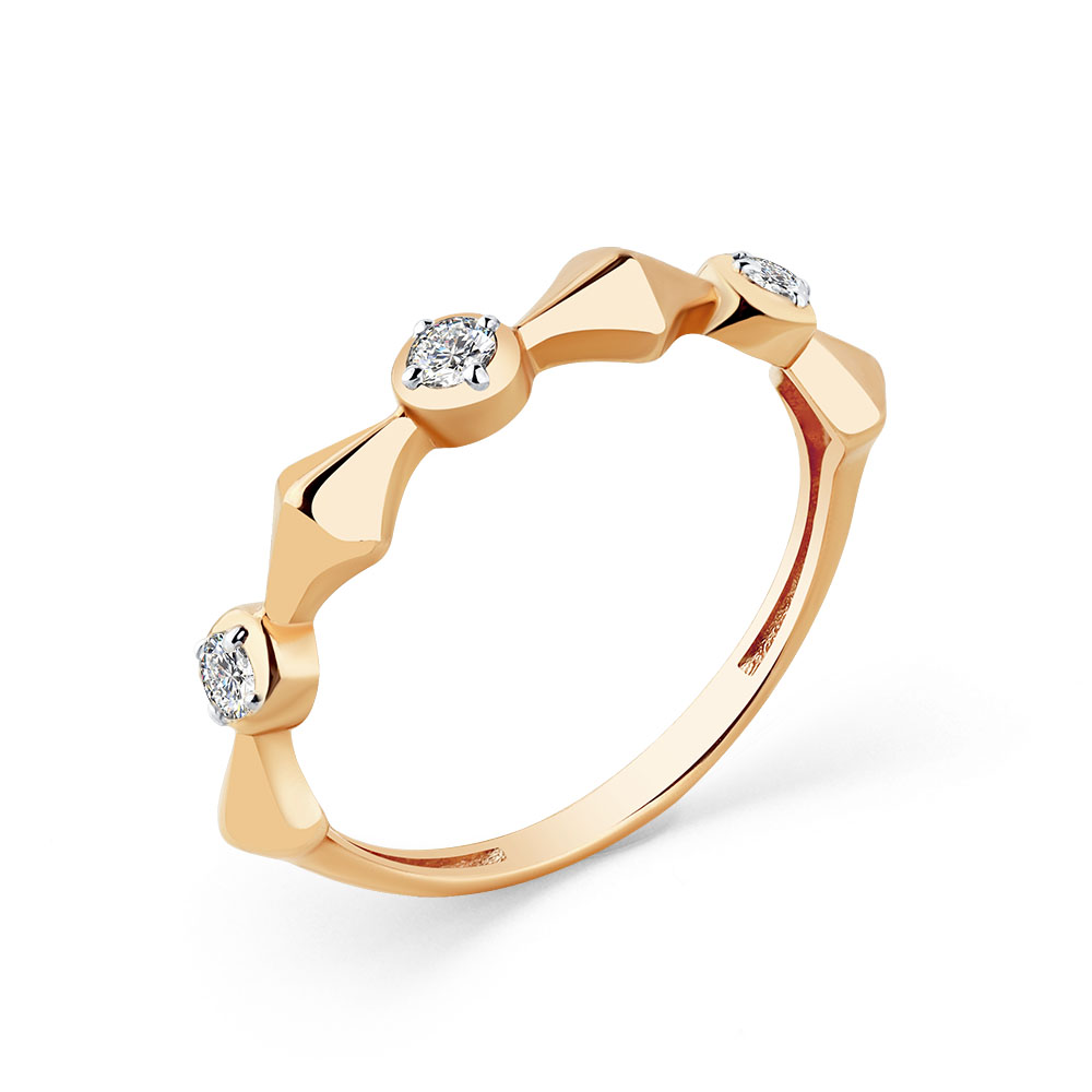 Inel din aur roșu cu pietre Cubic Zirconia Incolor