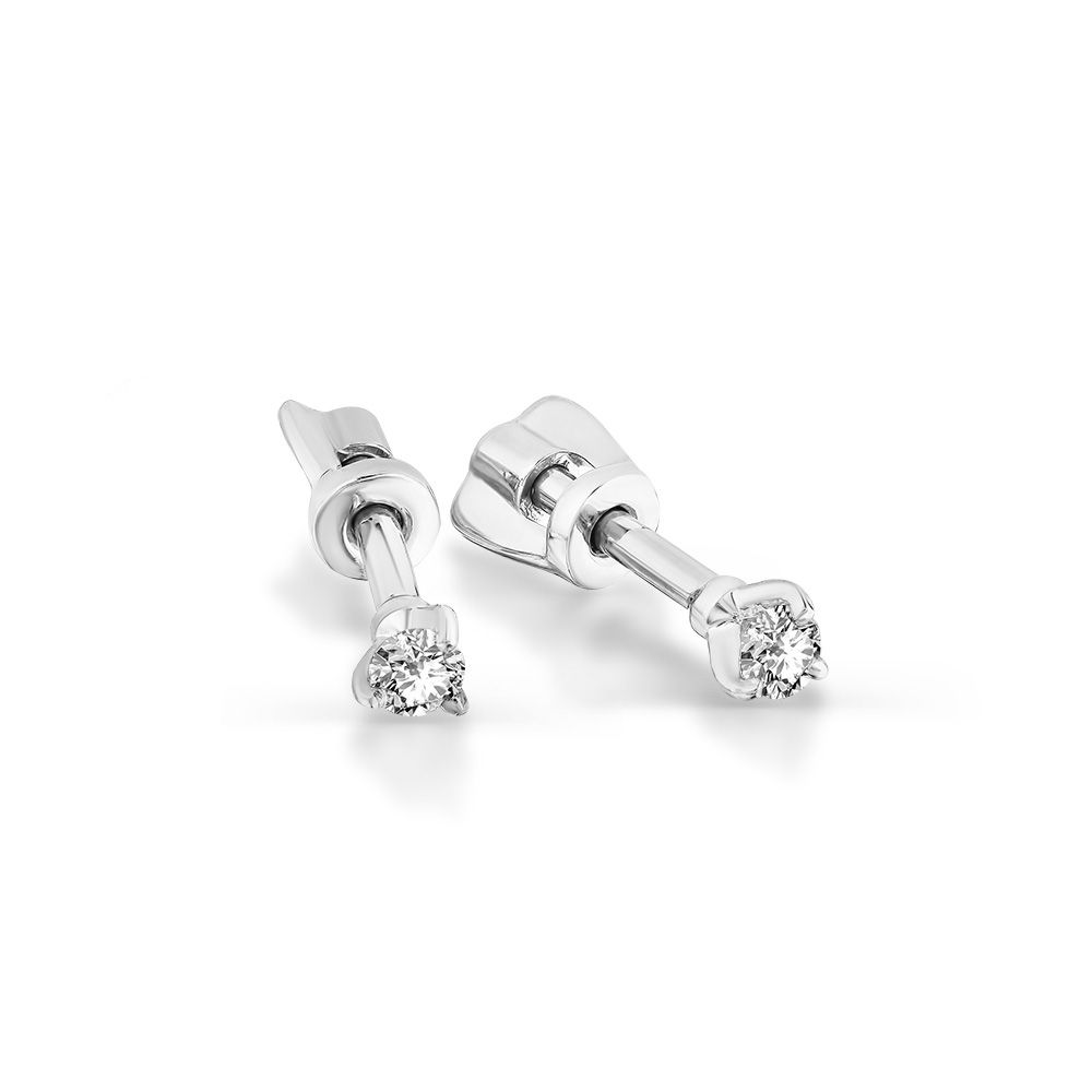 Cercei Pusete din aur alb cu pietre Cubic zirconia