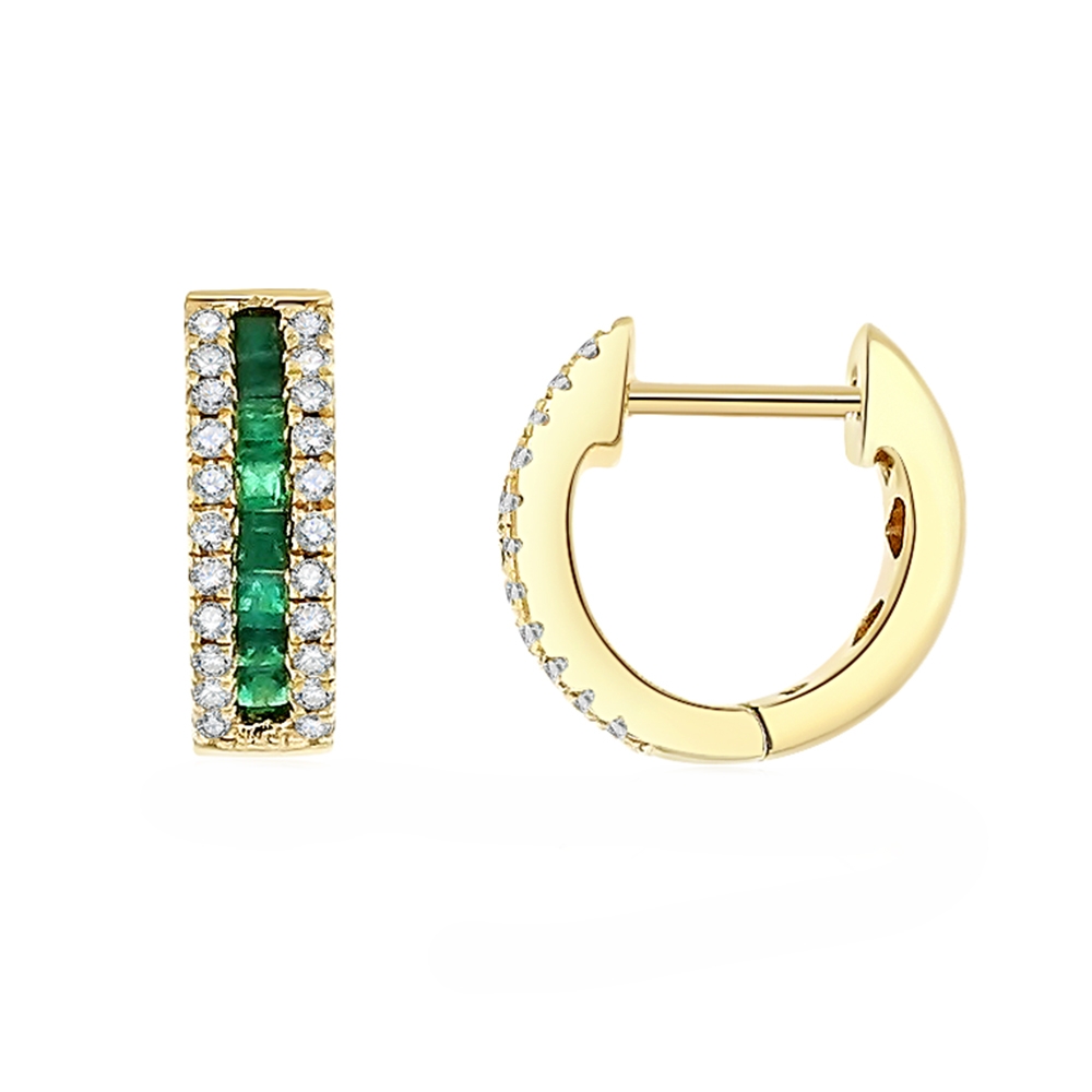 Cercei Creole din aur galben cu pietre Diamant, Safire multicolore