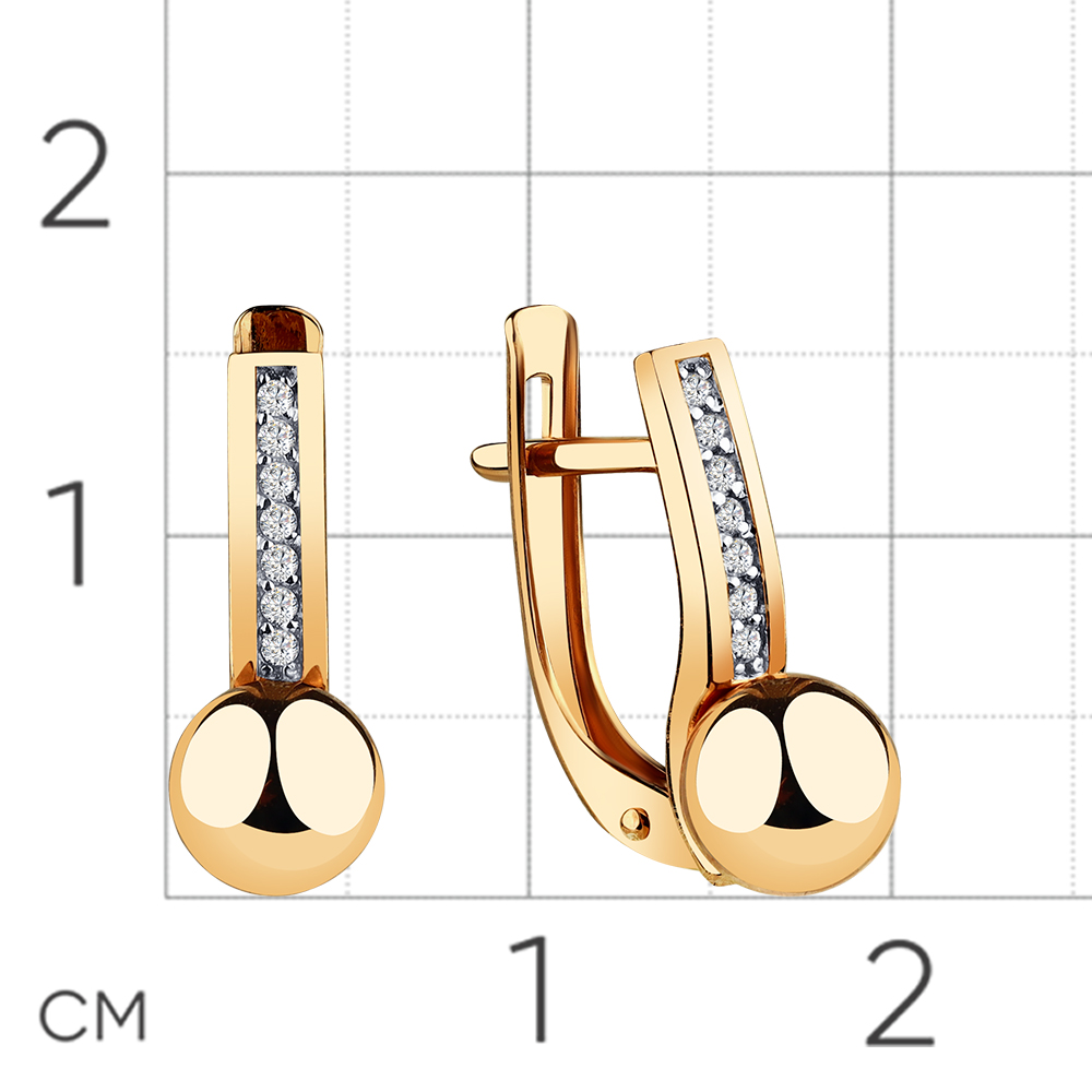 Cercei din aur roșu cu pietre Cubic Zirconia Incolor