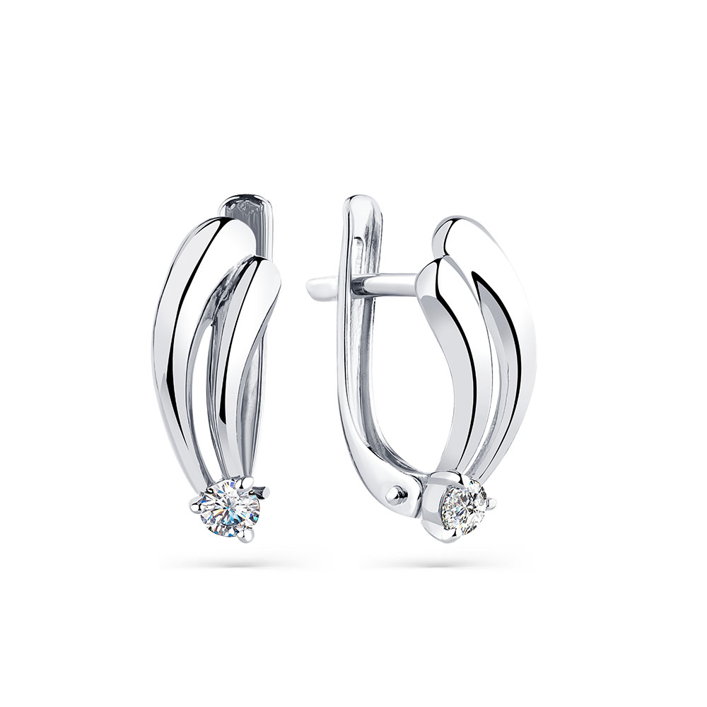 Cercei din aur alb cu pietre Cubic Zirconia Incolor