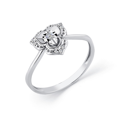 Inel din aur alb cu pietre Cubic Zirconia Incolor