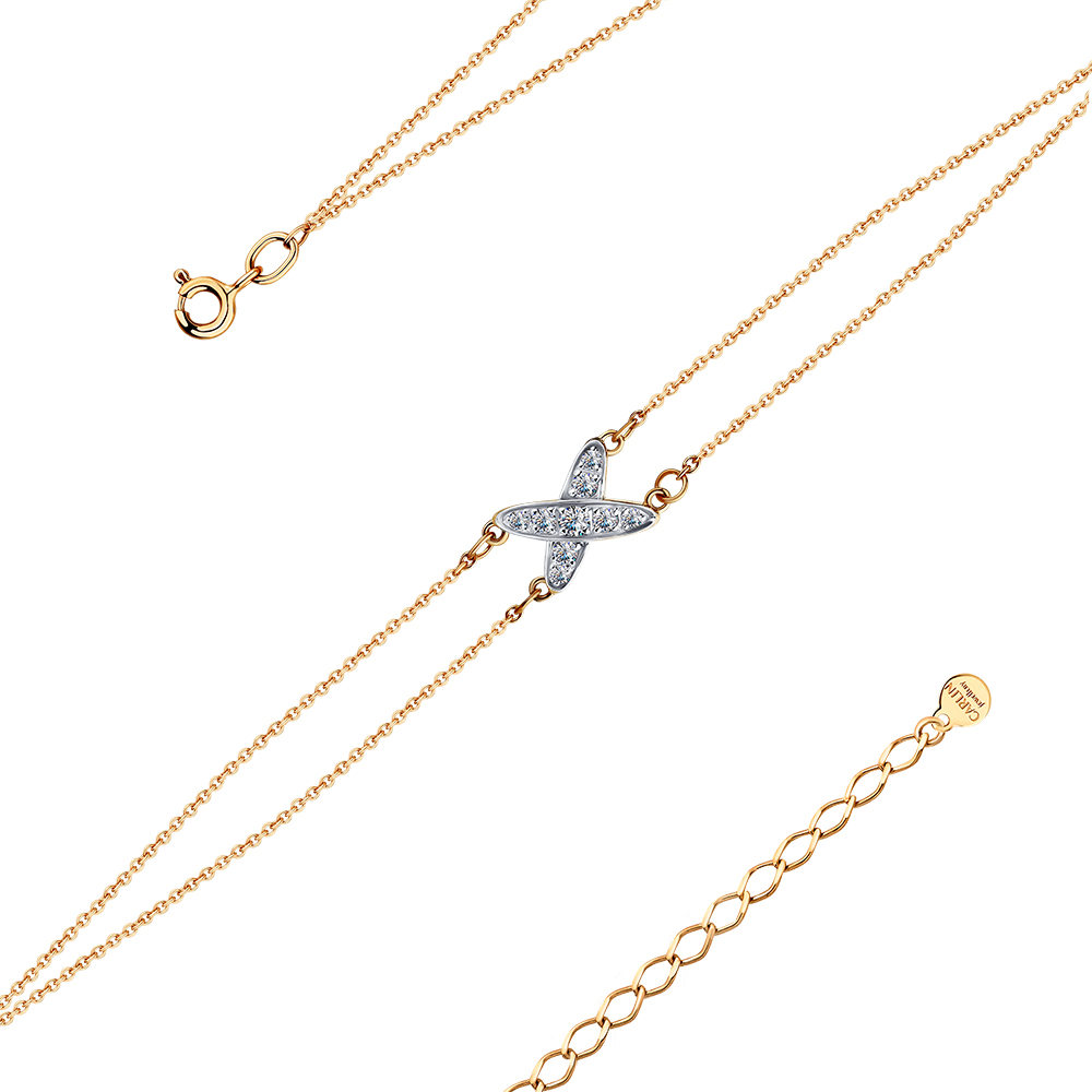 Brățară din aur roșu cu pietre Cubic Zirconia Incolor
