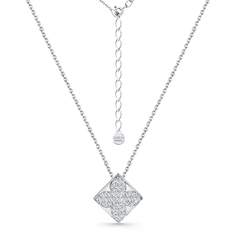 Colier din aur alb cu pietre Cubic Zirconia Incolor