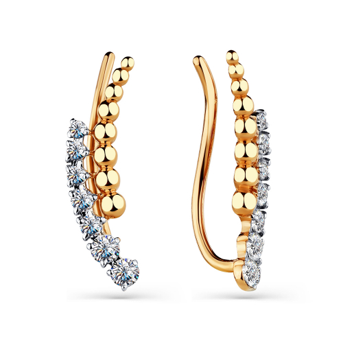 Cercei din aur roșu cu pietre Cubic zirconia