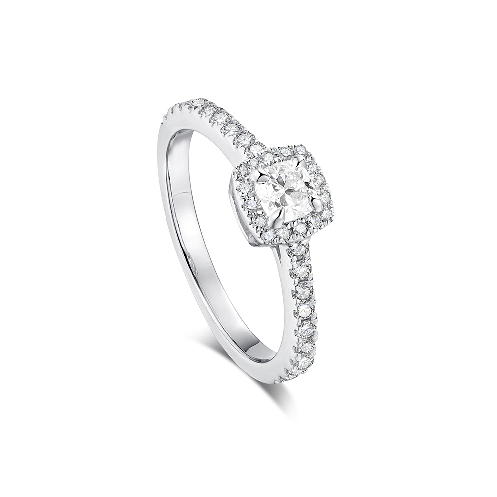 Inel din aur alb cu pietre Diamant