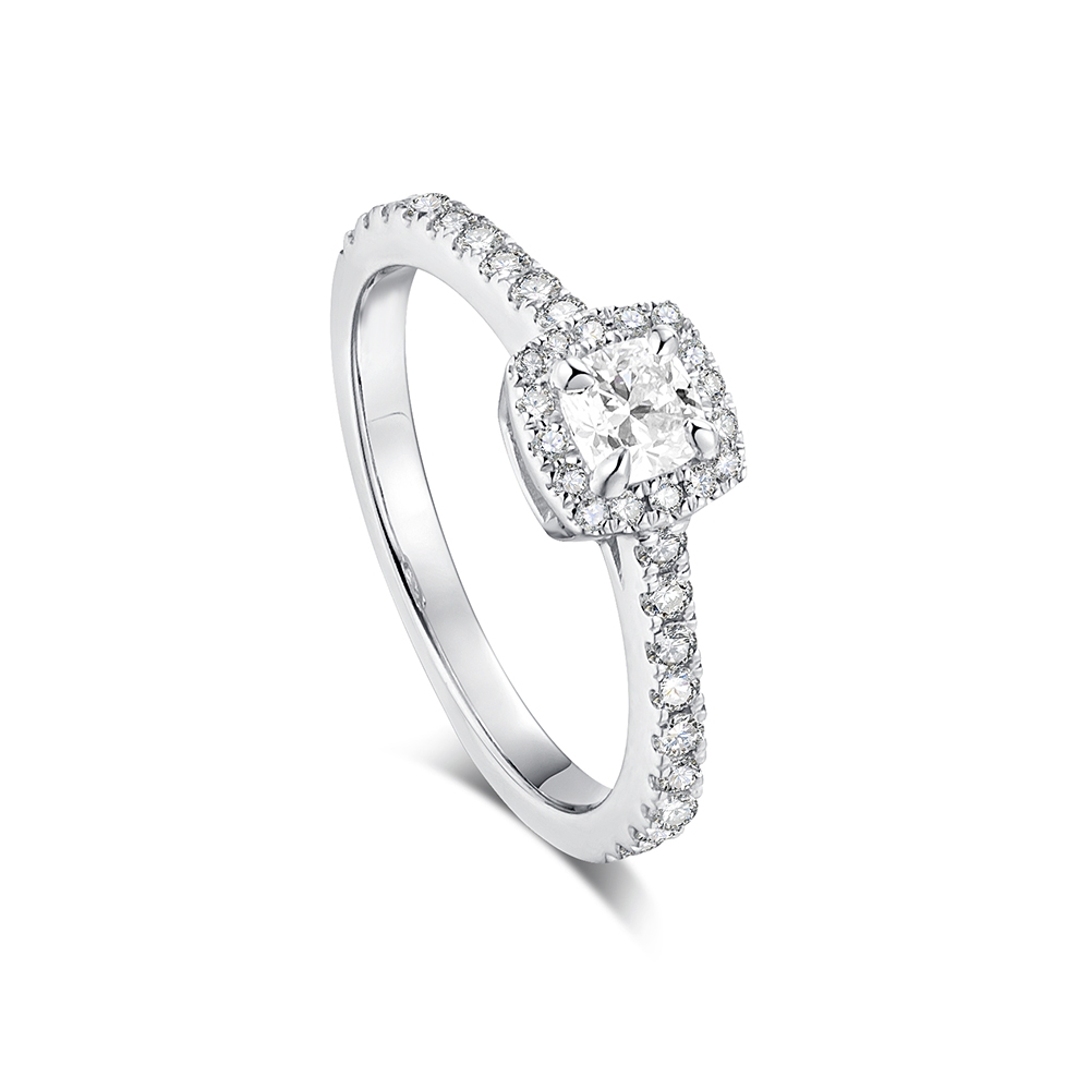 Inel din aur alb cu pietre Diamant