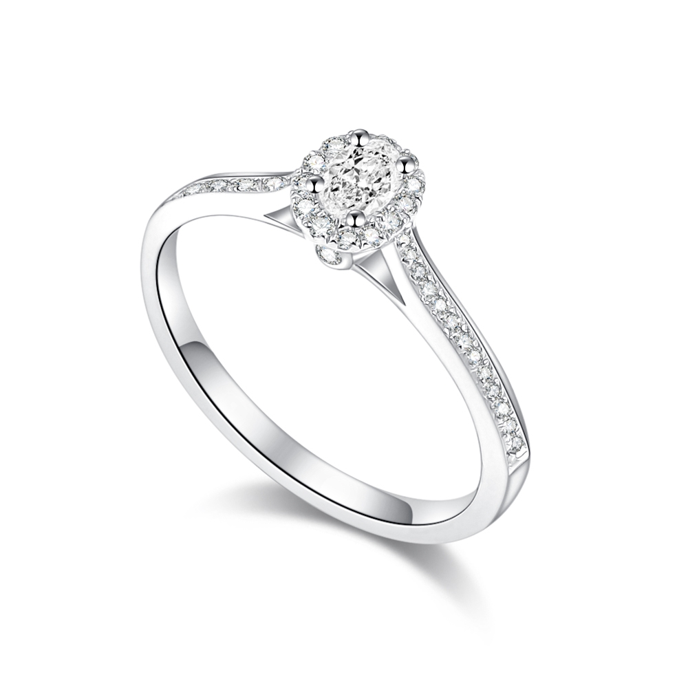Inel din aur alb cu pietre Diamant