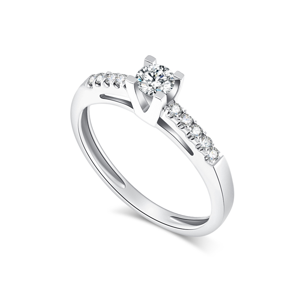 Inel din aur alb cu pietre Diamant