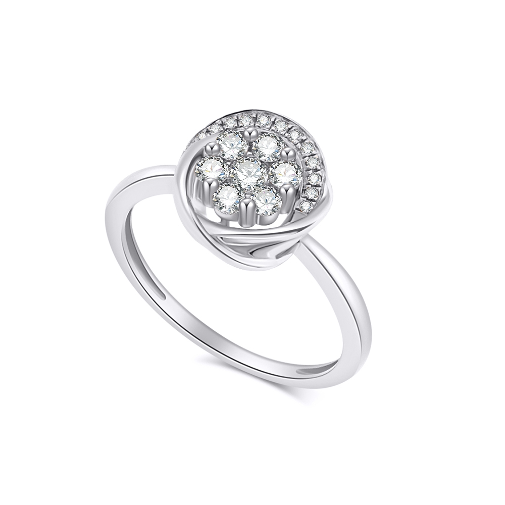 Inel din aur alb cu pietre Diamant