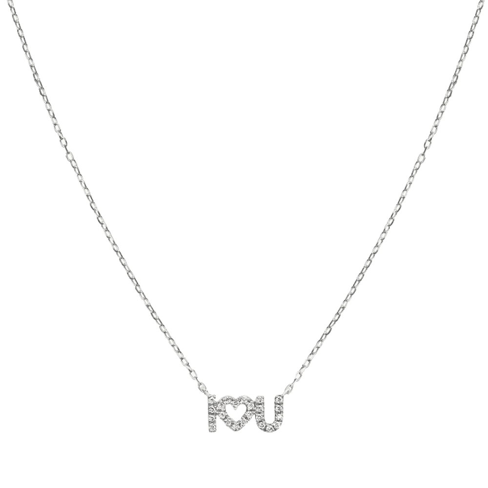 Colier din aur alb cu pietre Diamant