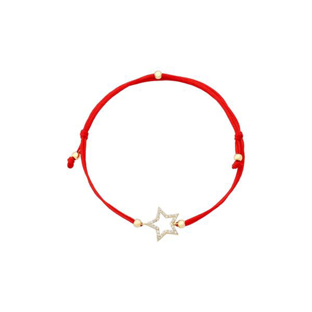 Brățară Stea din aur galben cu pietre Cubic Zirconia Incolor, Textil