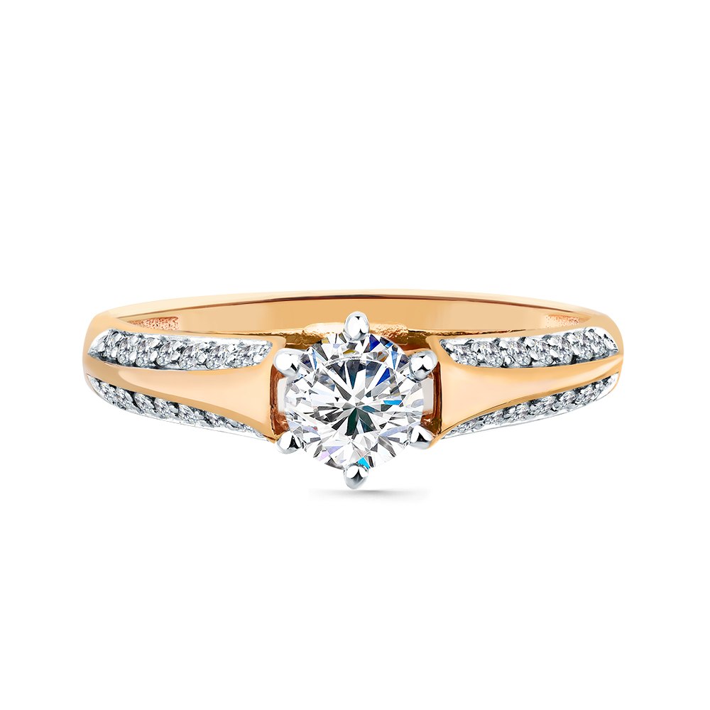 Inel din aur roșu cu pietre Cubic Zirconia Incolor
