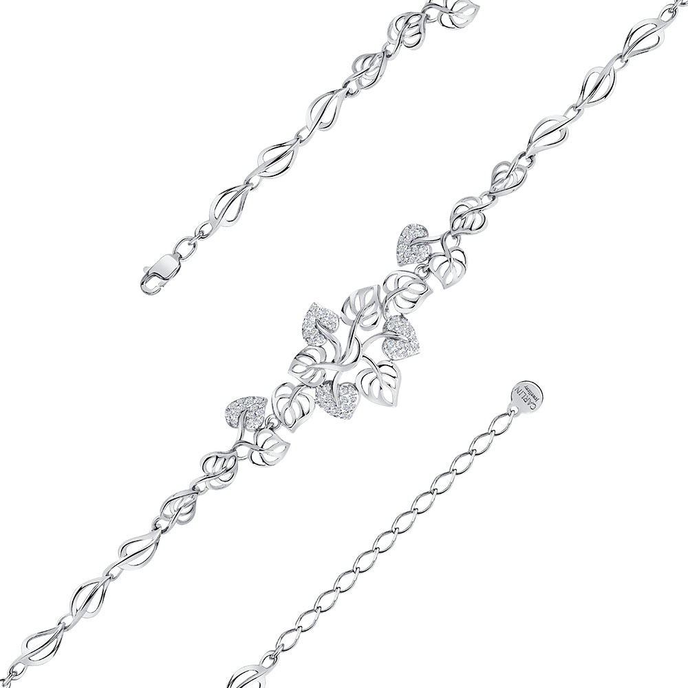 Brățară din aur alb cu pietre Cubic Zirconia Incolor