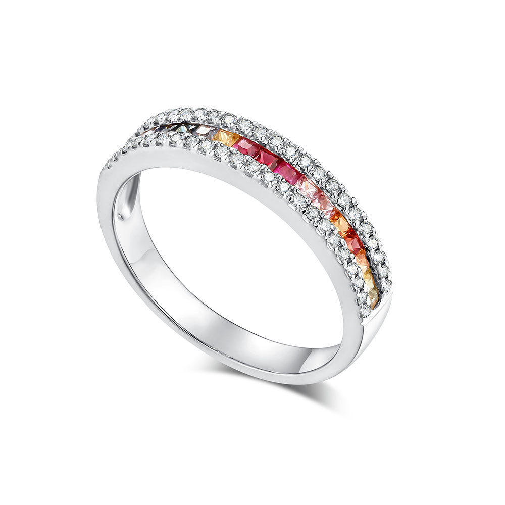 Inel din aur alb cu pietre Diamant,