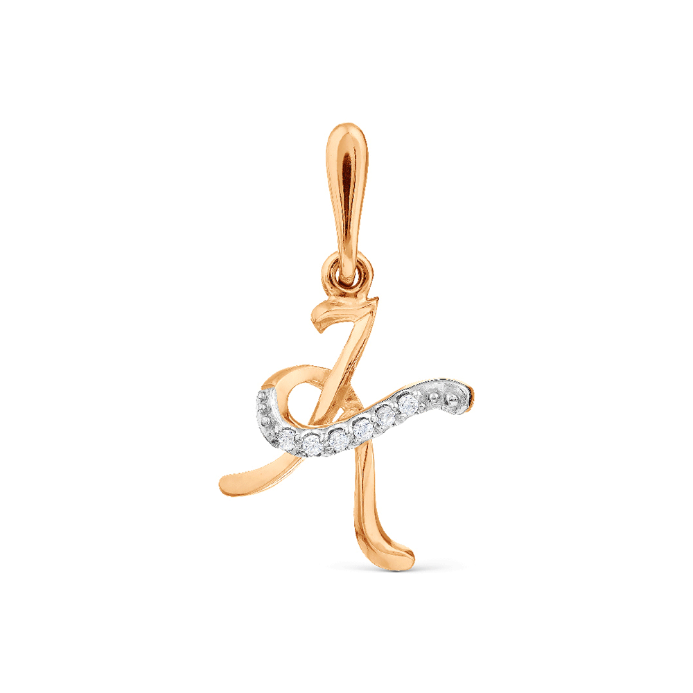 Pandantiv din aur roșu cu pietre Cubic Zirconia Incolor