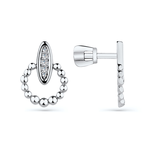 Cercei Pusete din aur alb cu pietre Cubic Zirconia Incolor