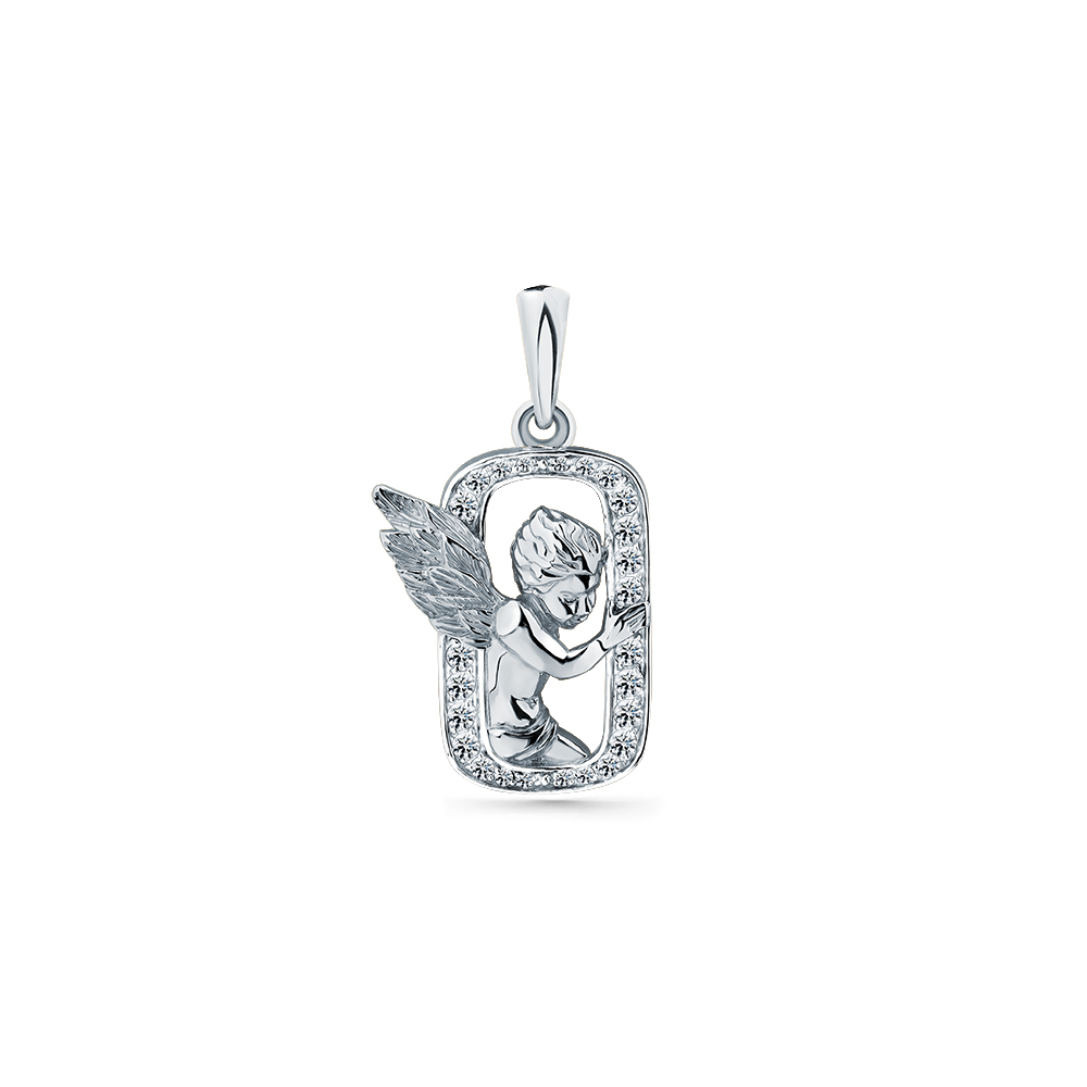 Pandantiv din aur alb cu pietre Cubic Zirconia Incolor
