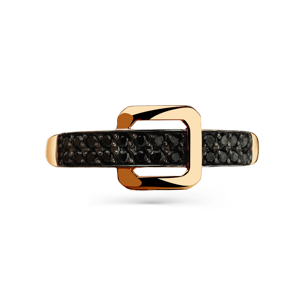 Inel din aur roșu cu pietre Cubic Zirconia Negru