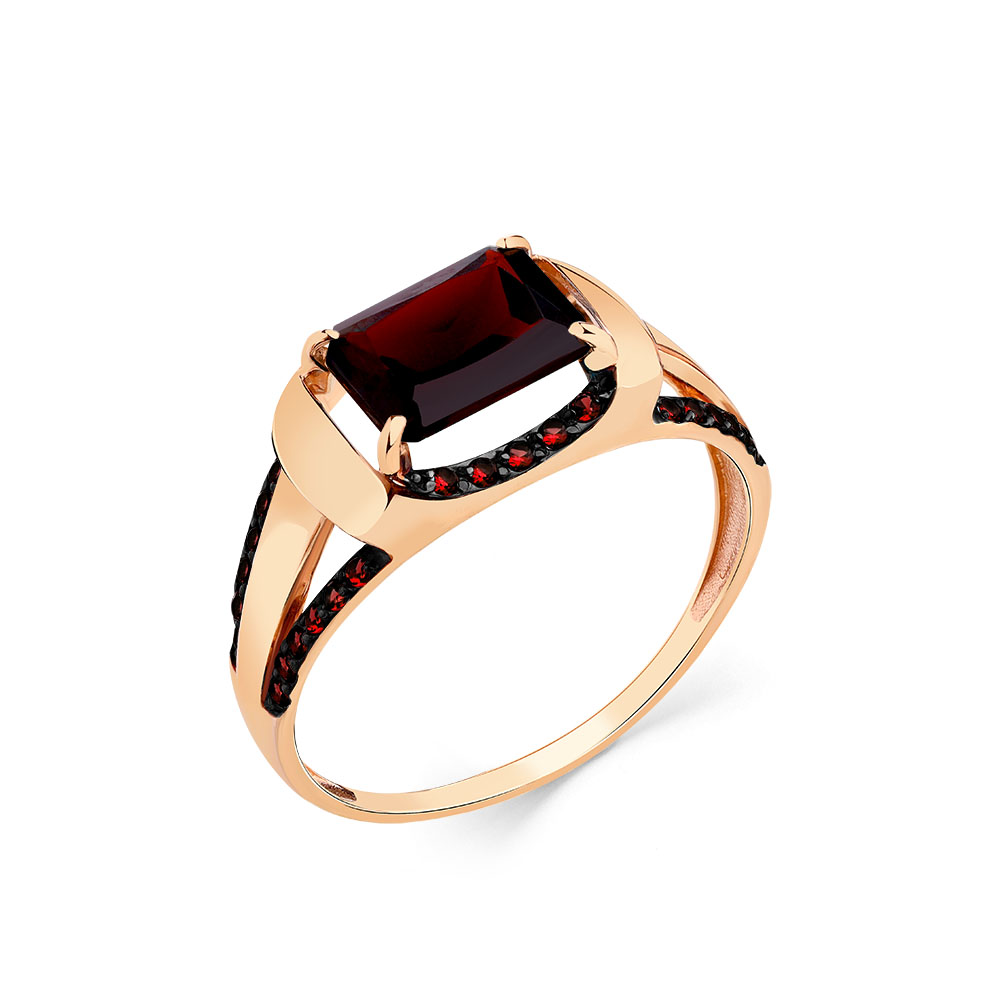 Inel din aur roșu cu pietre Cubic Zirconia Bordo, Granat