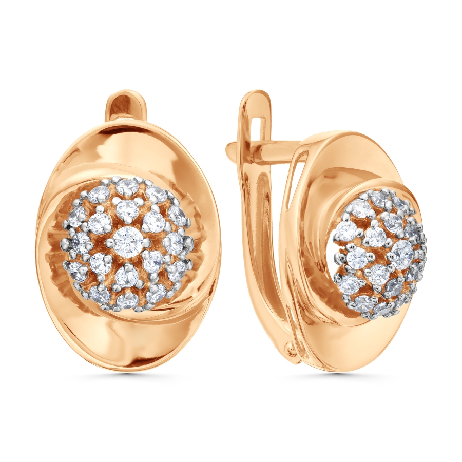 Cercei din aur roșu cu pietre Cubic zirconia