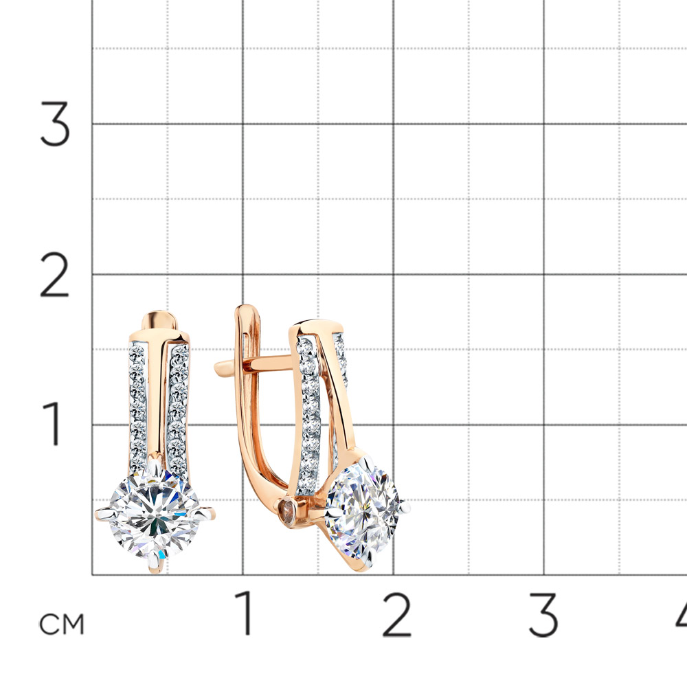 Cercei din aur roșu cu pietre Cubic Zirconia Incolor