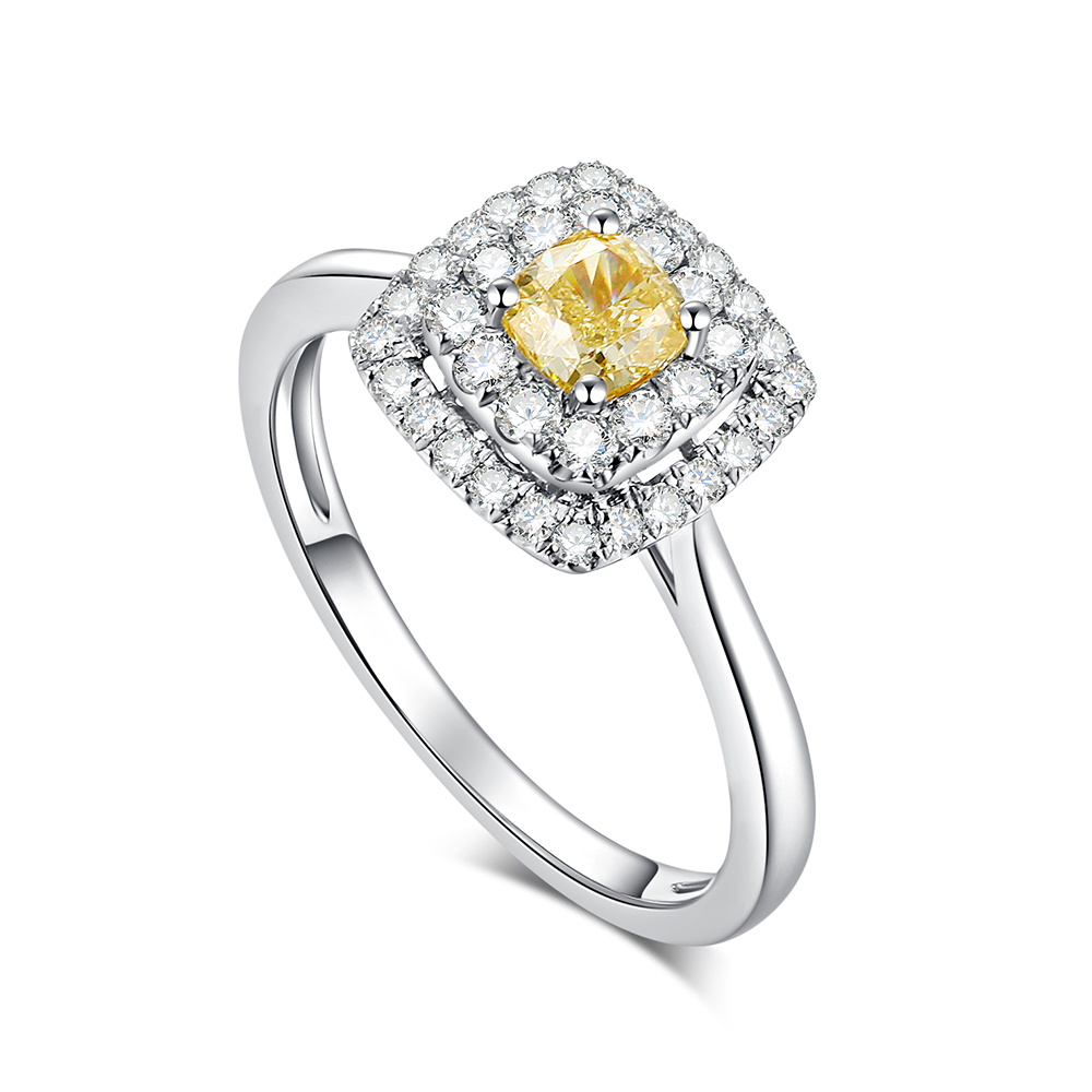 Inel din aur alb cu pietre Diamant, Diamant galben