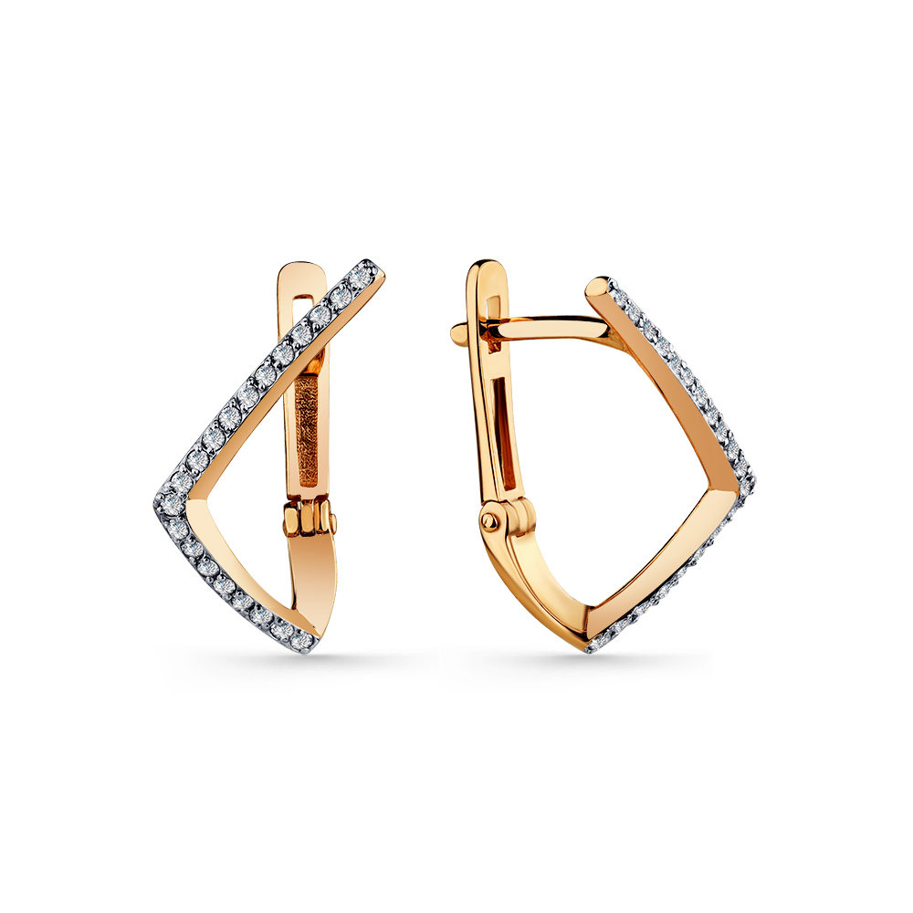 Cercei din aur roșu cu pietre Cubic zirconia