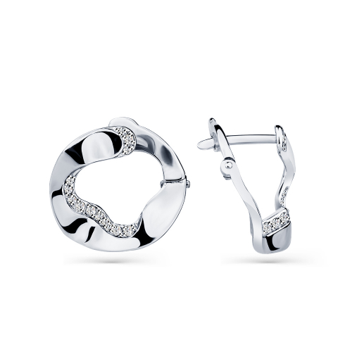 Cercei din aur alb cu pietre Cubic Zirconia Incolor