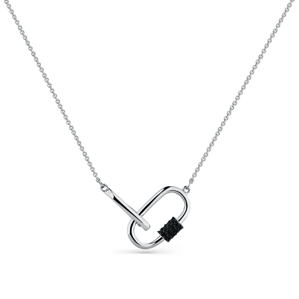 Colier din aur alb cu pietre Cubic Zirconia Negru