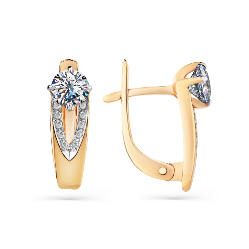 Cercei din aur roșu cu pietre Cubic zirconia