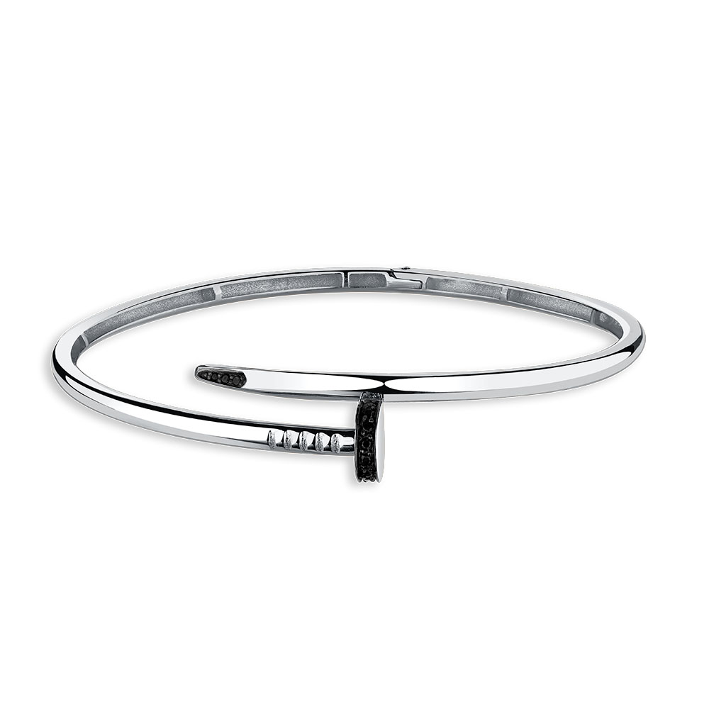 Brățară din aur alb cu pietre Cubic Zirconia Negru