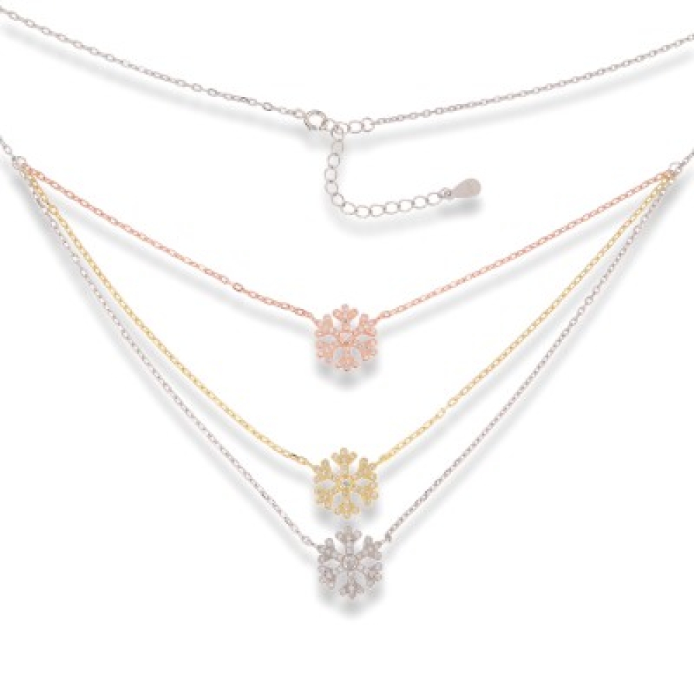 Colier din argint placat cu aur  cu pietre Cubic Zirconia Incolor