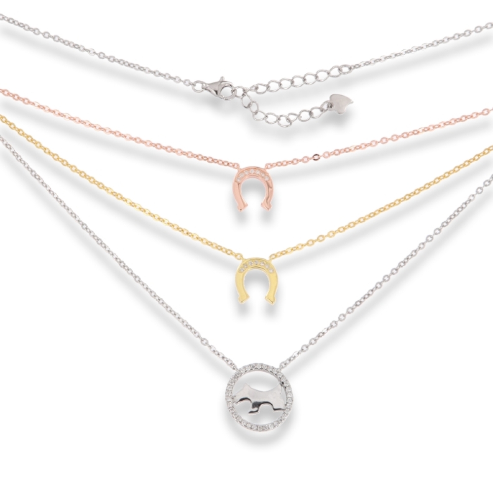 Colier din argint placat cu aur  cu pietre Cubic Zirconia Incolor