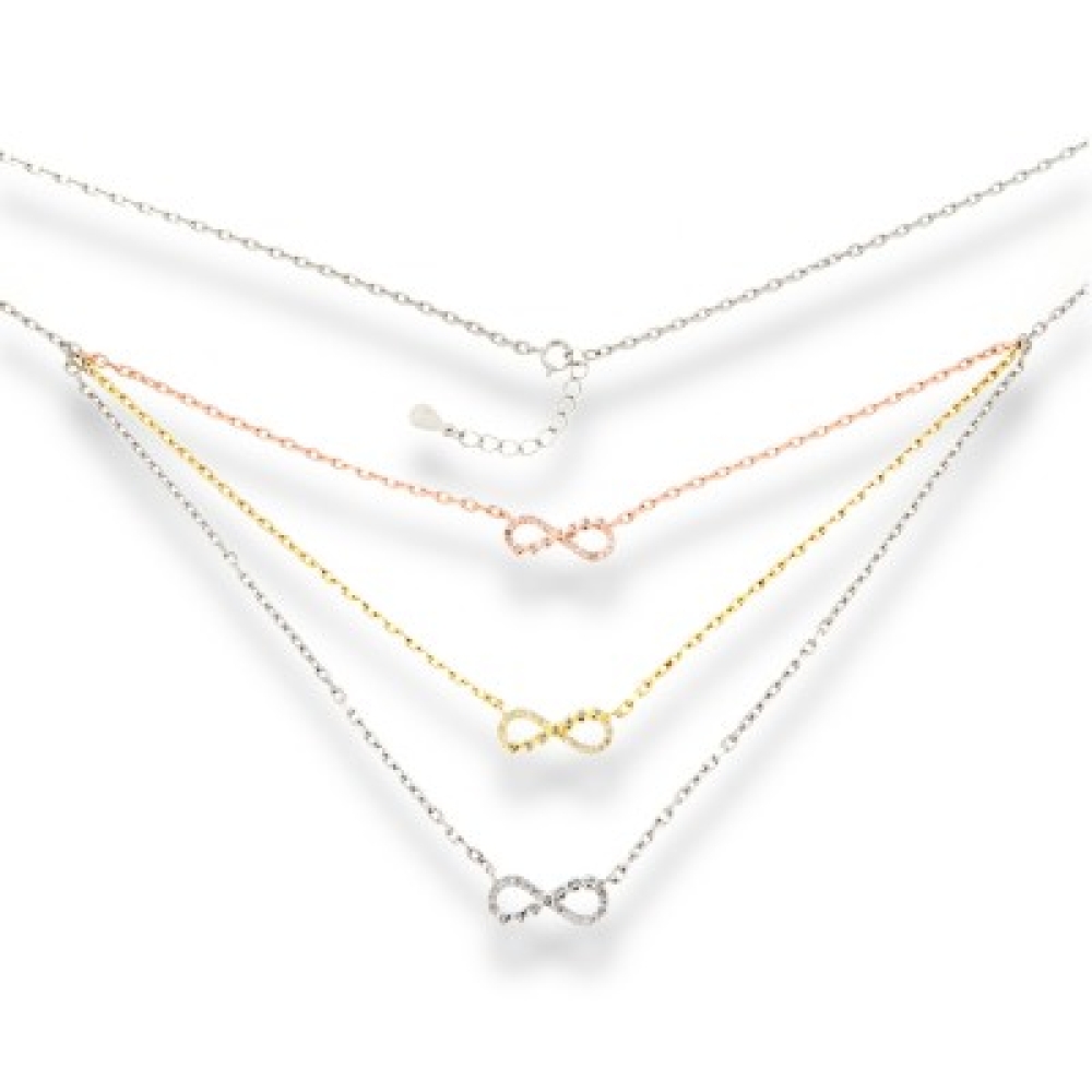 Colier din argint placat cu aur  cu pietre Cubic Zirconia Incolor