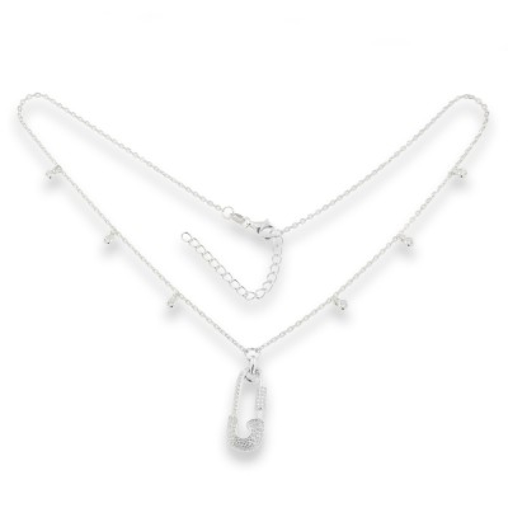 Colier din argint  cu pietre Cubic Zirconia Incolor
