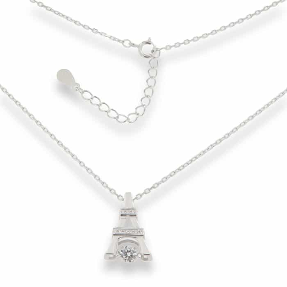 Colier din argint  cu pietre Cubic Zirconia Incolor