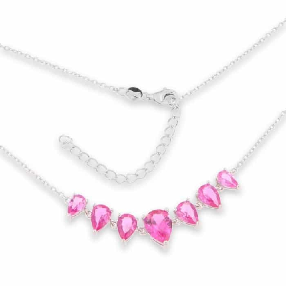Colier din argint  cu pietre Cubic Zirconia Roz