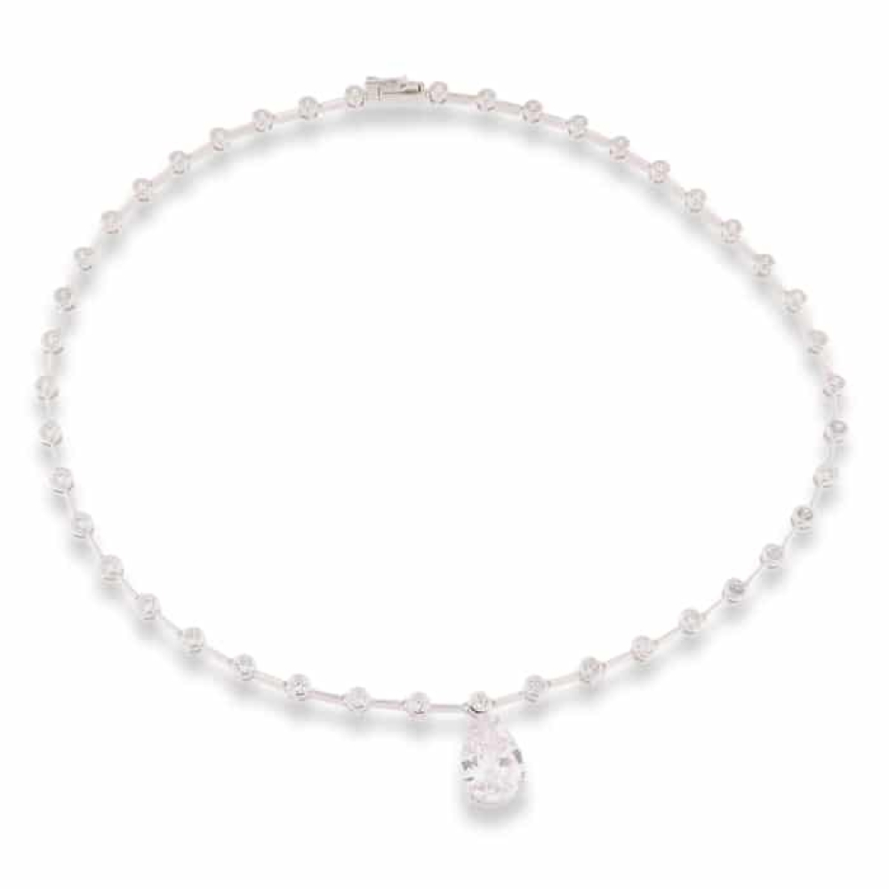 Colier din argint  cu pietre Cubic Zirconia Incolor